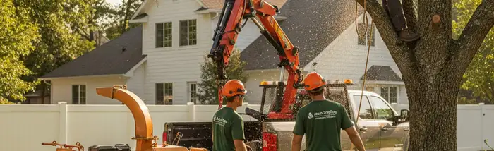 Tree service team in Waltham, MA providing professional tree removal and trimming for homeowners