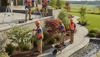 Arbor Tree Care landscape design team planning a Waltham, MA property layout