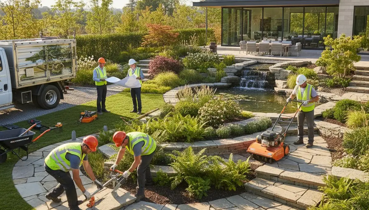 Arbor Tree Care landscape design team in Waltham, MA planning an outdoor property layout