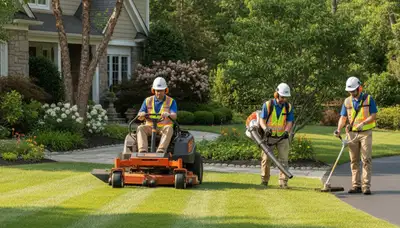 Waltham, MA tree service crew providing lawn and yard care for healthy, tidy local properties