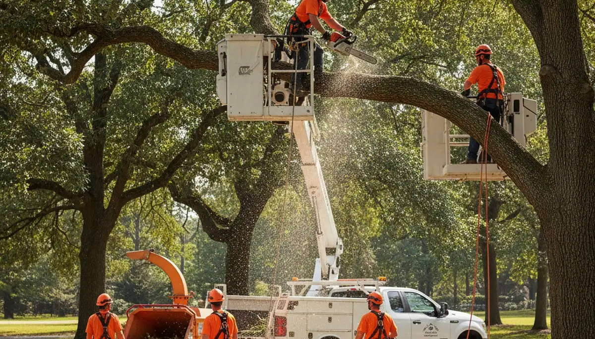 Arbor Tree Care crew pruning trees in Waltham, MA for safer, healthier property maintenance