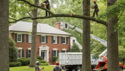 Tree service crew in Waltham, MA providing professional tree removal and trimming services