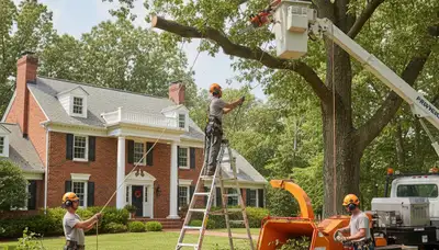 Tree service crew in Waltham, MA providing professional tree removal and trimming services
