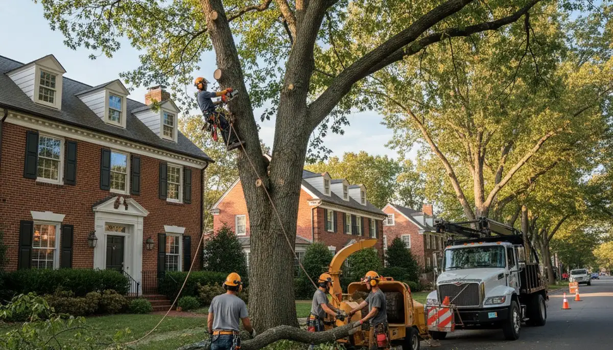 Tree service crew in Waltham, MA providing professional tree removal and trimming services