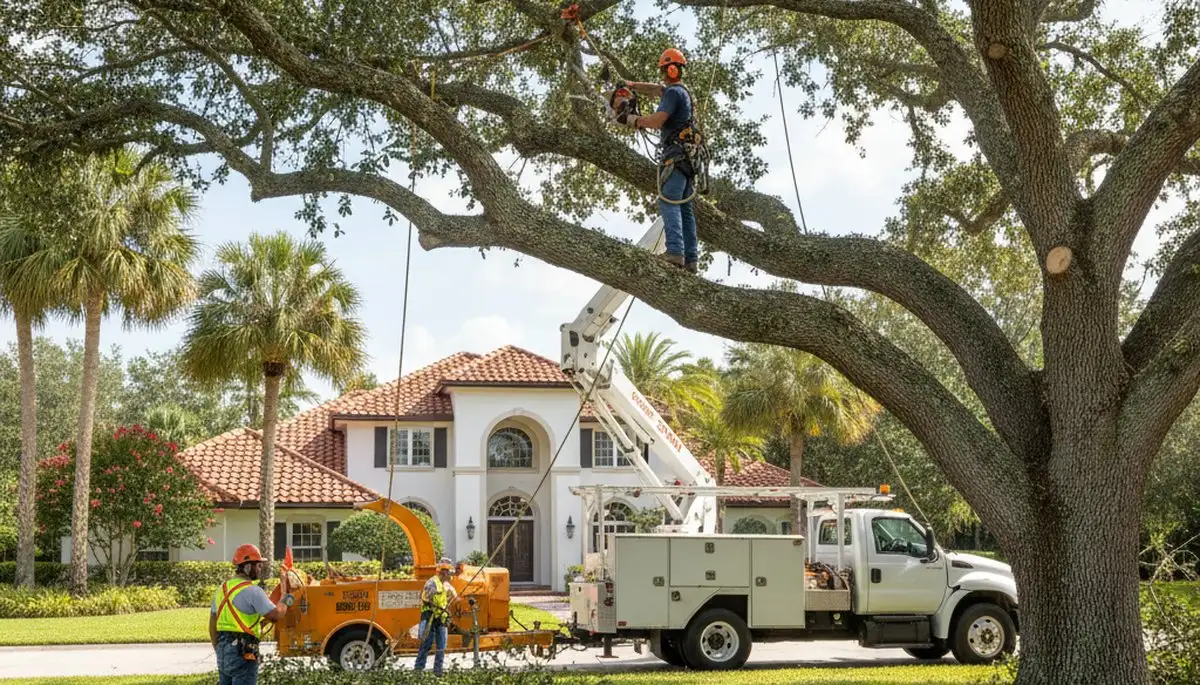 Tree service crew in Waltham, MA providing professional tree removal and cleanup
