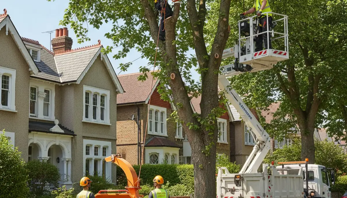 Tree service crew in Waltham, MA providing professional tree removal and trimming services