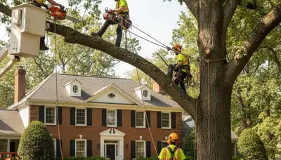Tree service crew in Waltham, MA providing professional tree removal and cleanup