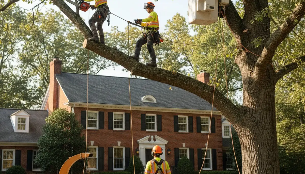 Tree service crew in Waltham, MA providing professional tree removal and cleanup services