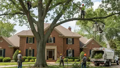 Tree service crew in Waltham, MA providing professional tree removal and trimming assistance