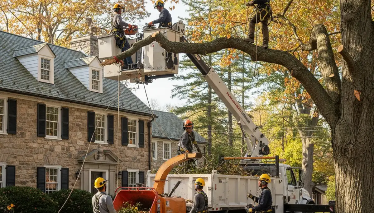 Tree service crew providing tree removal in Waltham, MA for residential and commercial properties