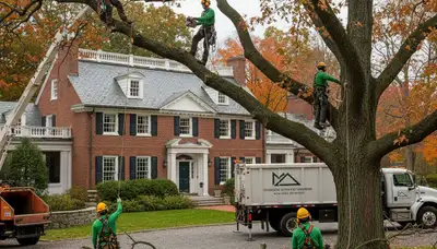 Tree service crew in Waltham, MA providing professional tree removal and trimming