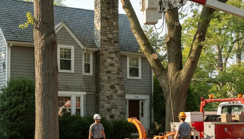 Tree service crew in Waltham, MA providing professional tree removal and trimming services