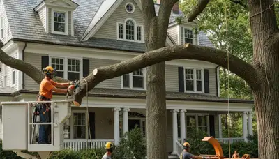 Tree service crew in Waltham, MA providing professional tree removal and care for local properties