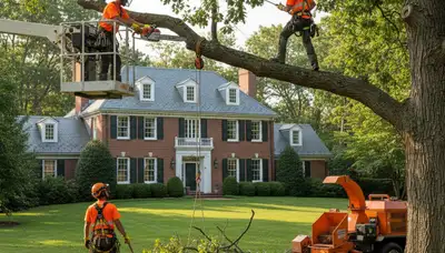 Tree service crew in Waltham, MA providing professional tree removal and trimming services